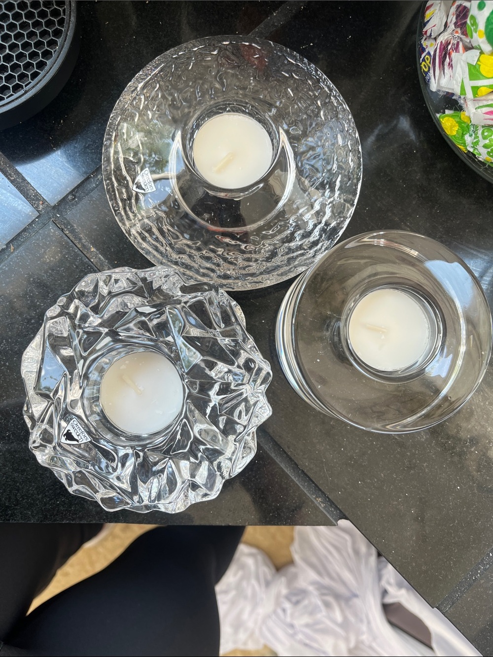 Orrefors Sweden Tealight Holders Set - Decorative Accent Candles. Never used